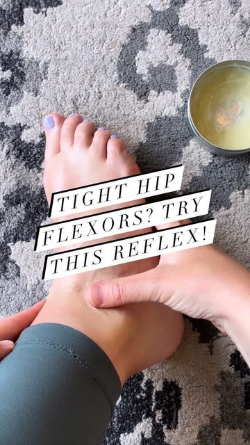 two people sitting on the floor with their feet propped up next to each other that says, tight hip flexors? try this reflex