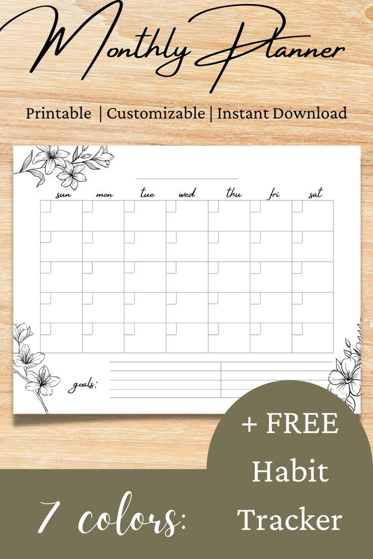 a printable calendar with the words, free habit tracker and flowers in black ink