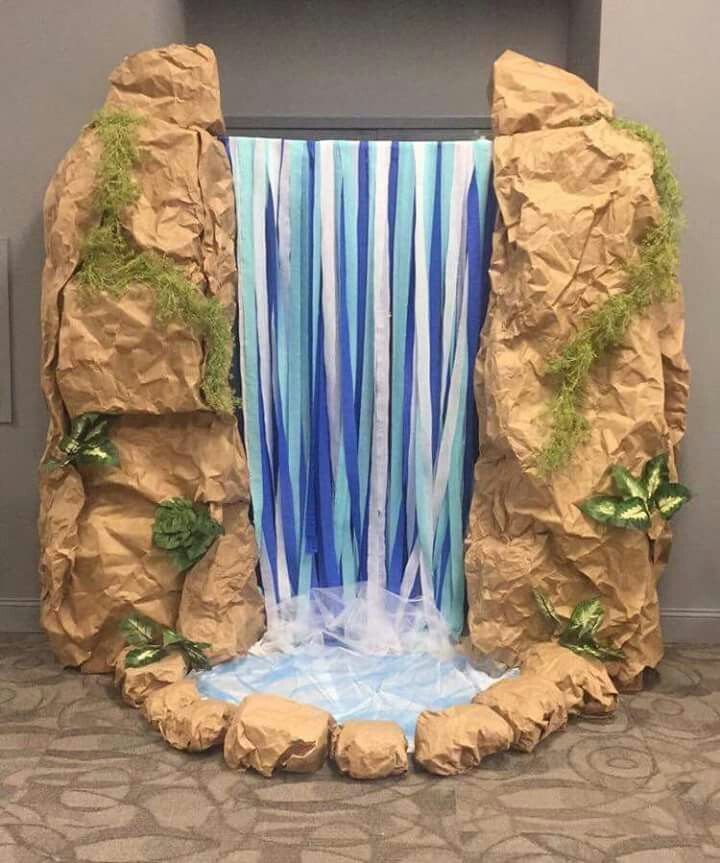 a fake waterfall in the middle of a room