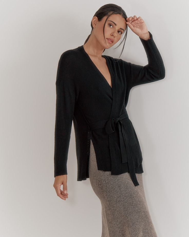 A timeless, versatile layer for cooler weather, knitted from traceable, sustainable Italian cashmere. Cashmere Wrap Sweater, Cape Sweater, Paperbag Pants, Camel Sweaters, Single Origin, Cashmere Wrap, Silk Cami, Silk Slip Dress, Silk Slip