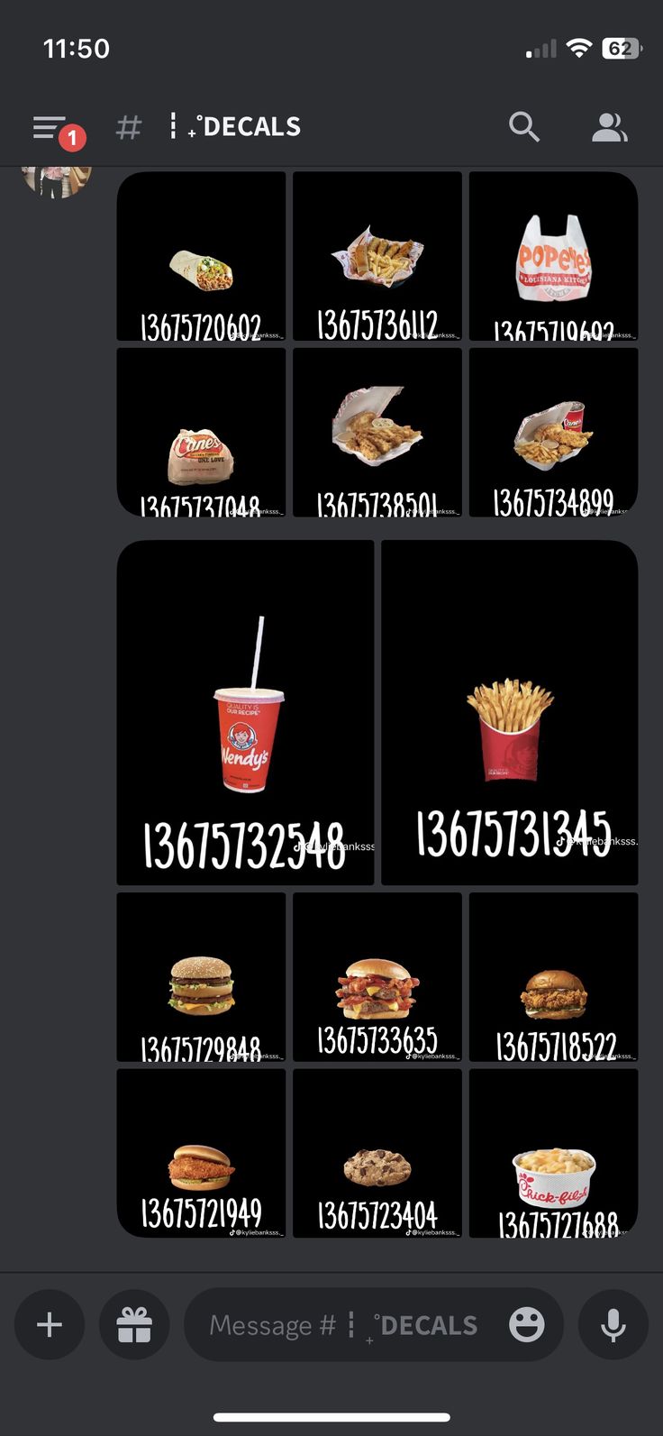 an iphone screen showing the number of fast food items