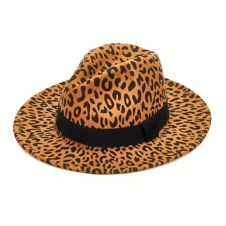 Lindsay Leopard Print Fedora Hat - Didi Royale Winter Vacation Wide Brim Fedora, Wide Brim Fedora For Winter Vacation, Winter Vacation Fedora With Wide Brim, Fall Vacation Bucket Hat, Trendy Brown Felt Hat For Summer, Brown Felt Hat For Fall Vacation, Curved Brim Hats For Fall Vacation, Short Brim Fall Vacation Hat, Wide Brim Fall Vacation Hat