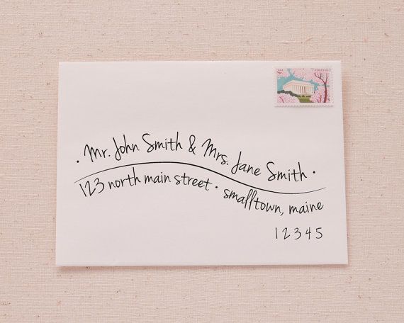 a close up of a piece of paper with writing on it and a stamp that says mr john smith & mrs jane smith smith