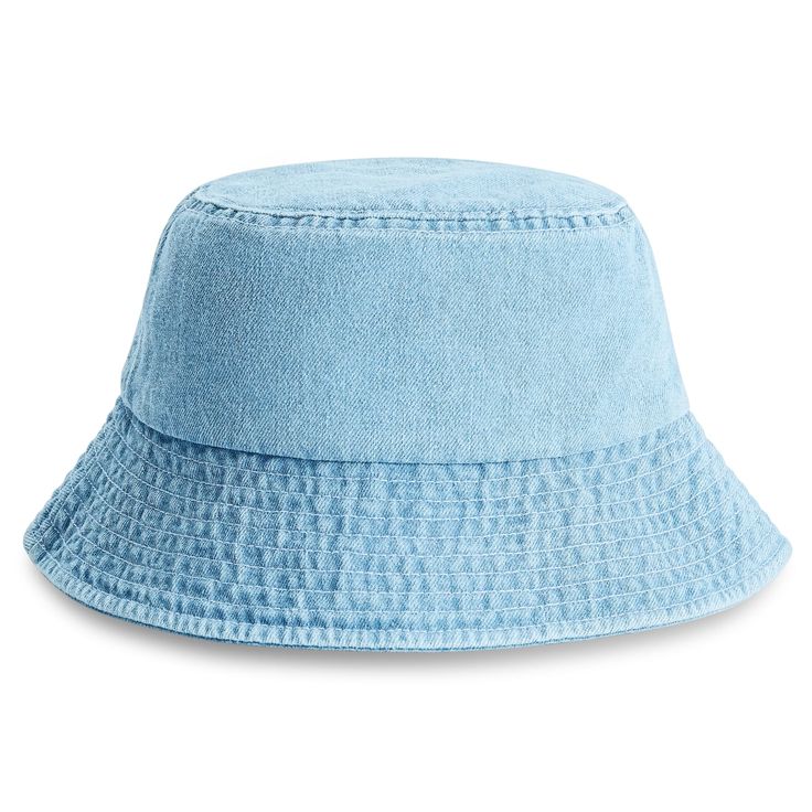 * Made from 100% soft cotton
 * Moisture-wicking sweatband
 * Easy to fold and pack for travelling Denim Bucket Hat, Hat Types, Classic Hats, Anchor Bracelet, Blue Hat, Suit Accessories, Steel Necklace, Light Wash Denim, Hat Sizes