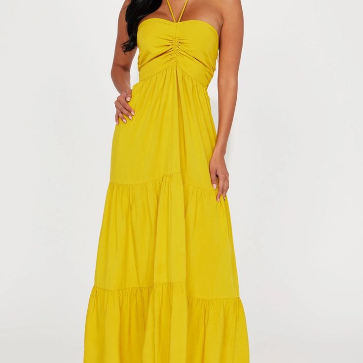 This Dress Is Giving Major Sunshine Energy And Will Look Terrific In Your Vacay Pics New With Tags. Labeled Xl But It Should Have No Issues Fitting A M/L. It’s Flowy From The Waist Area On Out. Sold Out On Fashion Nova Website. Stored In Original Packaging. Just Needs A Quick Steam Yellow Ruched Midi Dress For Beach, Yellow Ruched Maxi Dress For The Beach, Yellow Ruched Maxi Dress For Beach, Yellow Ruched Maxi Dress For Vacation, Yellow A-line Maxi Dress For Beach, Yellow Maxi Beach Cover-up Dress, Casual Yellow Non-stretch Maxi Dress, Yellow Sleeveless Maxi Dress Beach Cover-up, Yellow V-neck Beachwear Maxi Dress