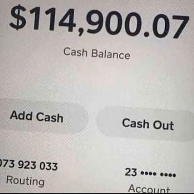 a screen shot of a cell phone showing the cash balance