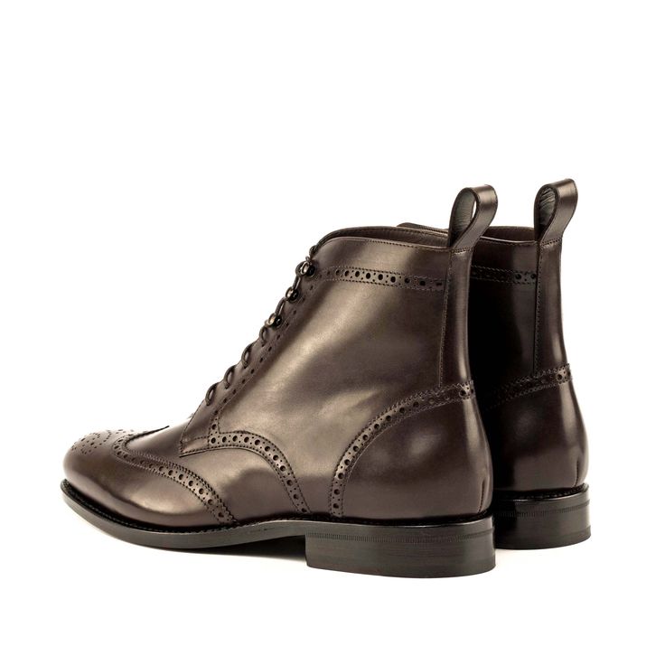 With its beautiful brogue pattern and classic silhouette, the Military Brogue boot is an essential in every man's closet. Reminiscent of a soldier's boots, the Military Brogue boot is equal parts rugged and refined. The Details: Materials: dark brown box calf Sole: brown Goodyear leather sole plain Last: Zurigo - Rounded toe for fraditional English Look What is Fast Lane? Fast lane is our new experimental 7 day made to order collection, an ambitious never been heard of before collection of style Men Dress Boots, Brown City, Jodhpur Boots, Mens Dress Boots, Brogue Boots, Men Closet, Custom Made Shoes, Brown Box, Dress Boots