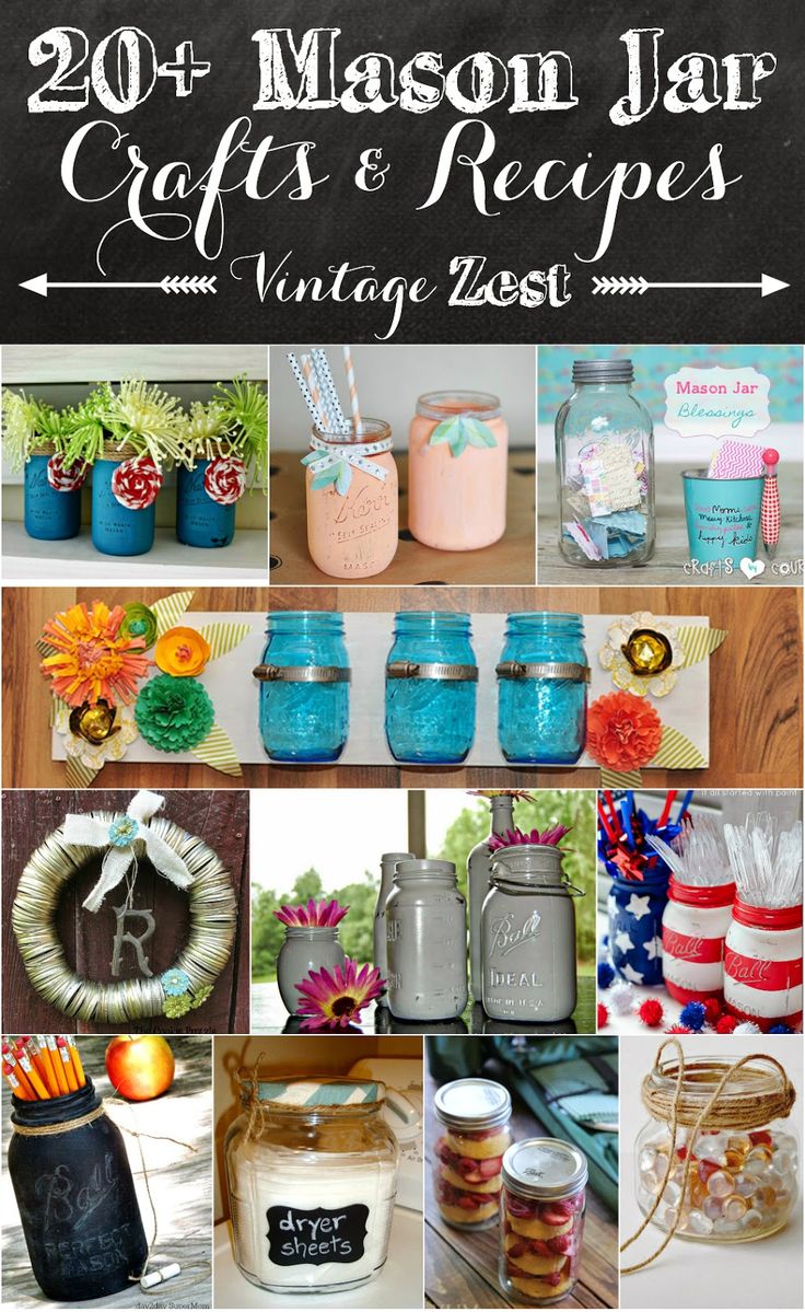 mason jar crafts and recipes collage