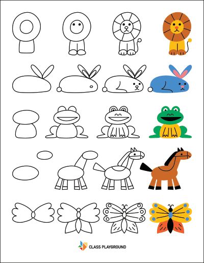 an animal themed worksheet for kids to learn how to draw and color the animals