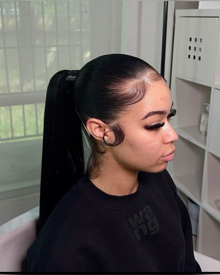 Two Braids With Weave In The Back, 3 Part Ponytail, High Ponytail Styles, Hair Stripes, Slick Ponytail, Tail Hairstyle, Slicked Back Ponytail, High Ponytail Hairstyles, Weave Ponytail Hairstyles