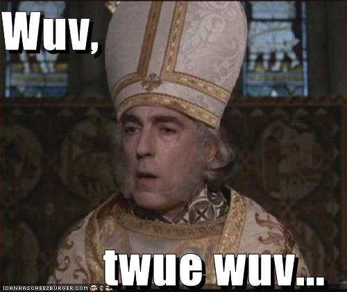 a man in a priest's outfit with the words twue wove