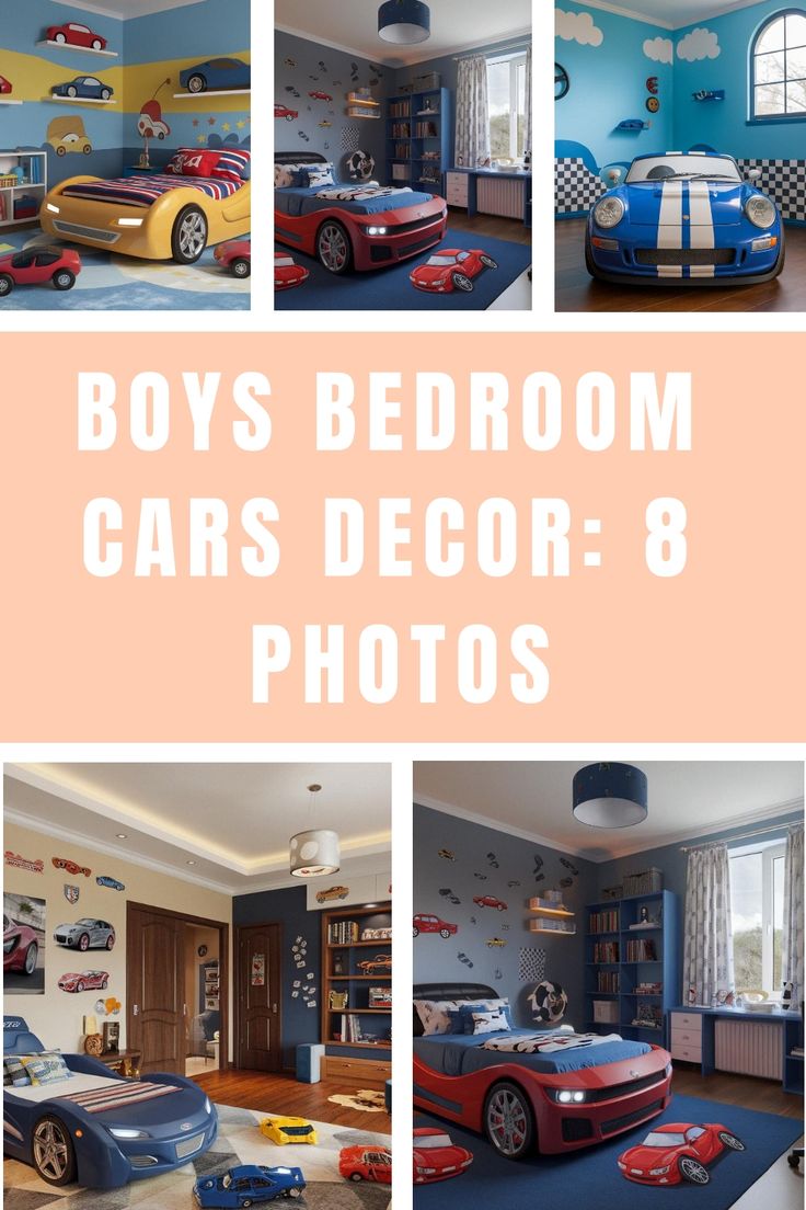 Boys Bedroom Cars Decor: 8 Photos Dinosaur And Car Bedroom, Lego Car Room Decor, Vintage Car Room Decor, Race Car Bedroom Ideas For Boys, Boys Bedroom Cars, Disney Cars Themed Bedroom, Pixar Cars Room, Toddler Car Room, Boys Car Themed Bedroom