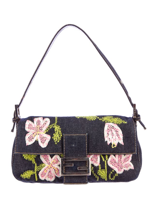 Fendi Shoulder Bag Fendi Baguette Bag, Denim Shoulder Bag, Fendi Shoulder Bag, Denim Shoulder Bags, Girly Bags, Fendi Baguette, Baguette Bag, Pretty Bags, Cute Bags