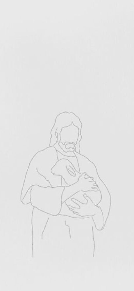 a drawing of a person holding a baby in their arms with the outline of jesus behind them