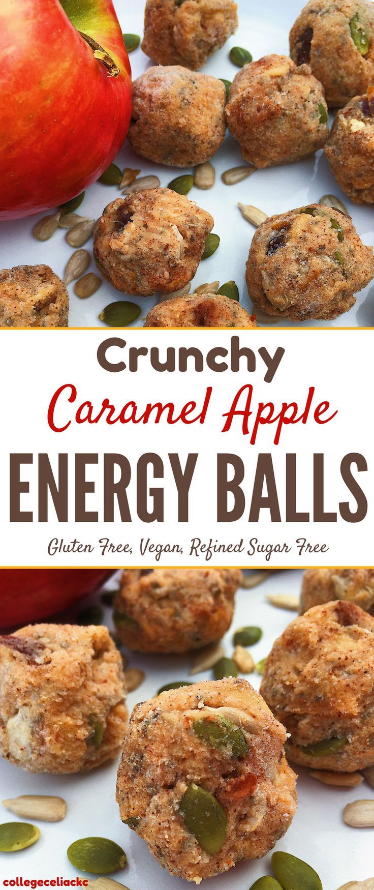 an image of crumby caramel apple energy balls