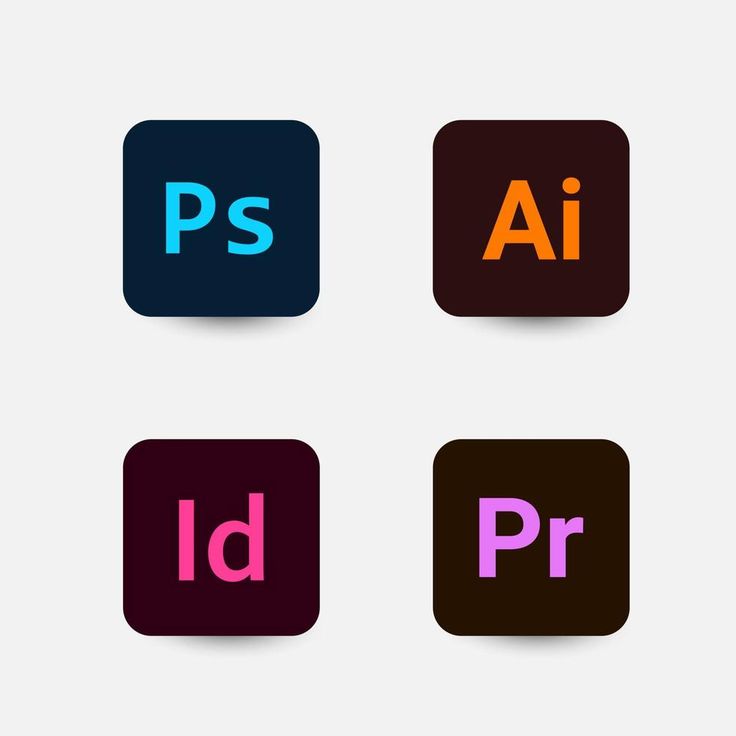 four different types of adobe and photoshopped in the same color scheme, each with their own font