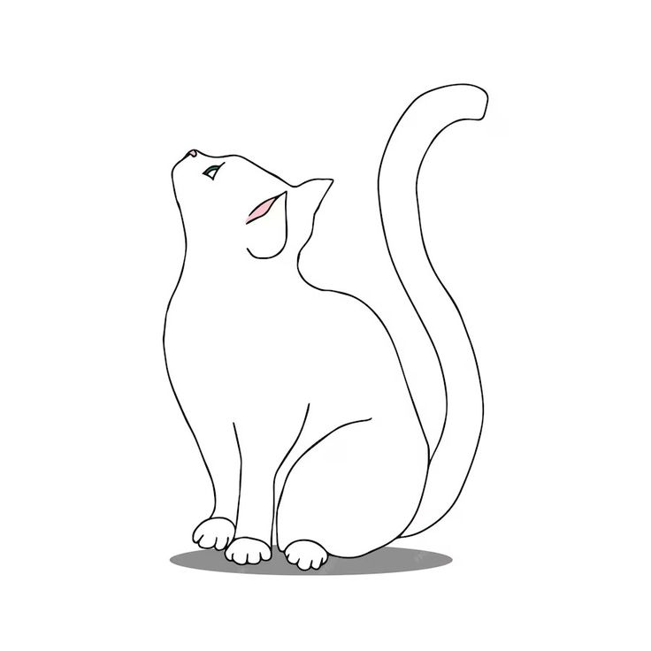 a black and white drawing of a cat