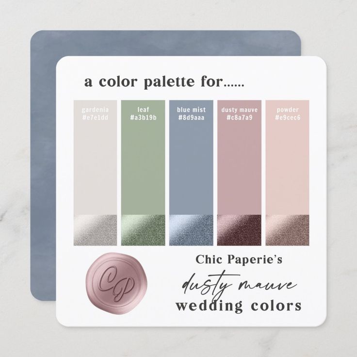 the color palette for chic paper's wedding colors