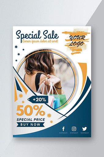 a flyer for a special sale with an image of a woman holding shopping bags