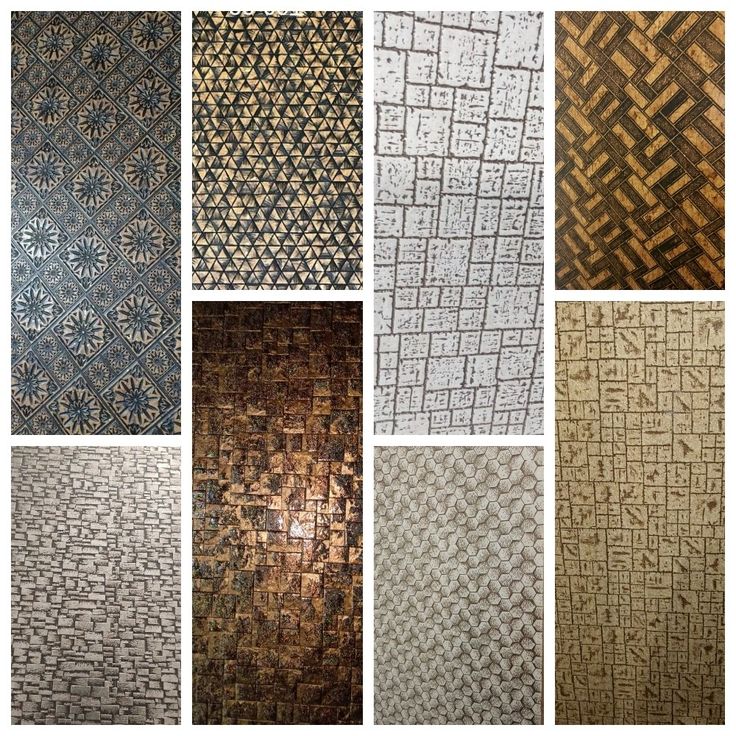 several different types of tile that are in various colors and sizes, including brown, white,