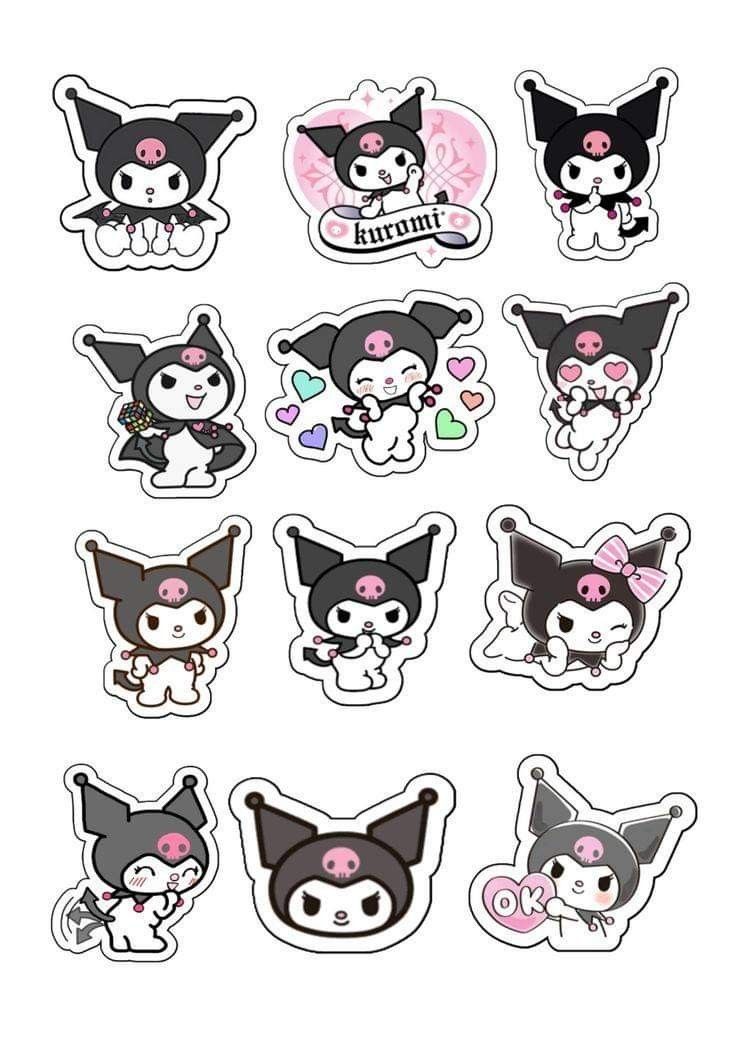 stickers with different types of cats and dogs on them, all in black and white