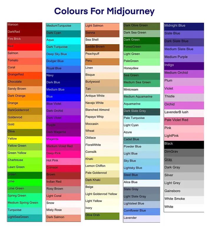 the color chart for different shades of paint