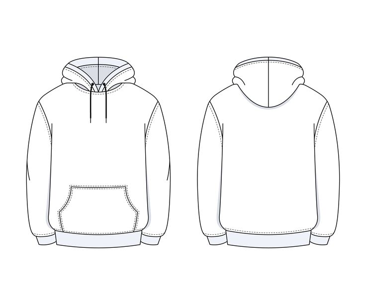 the front and back view of a hooded sweatshirt