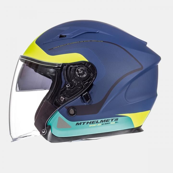 the helmet is blue and yellow