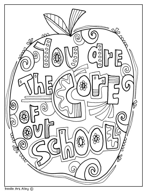 an apple coloring page with the words you are the core of my school on it