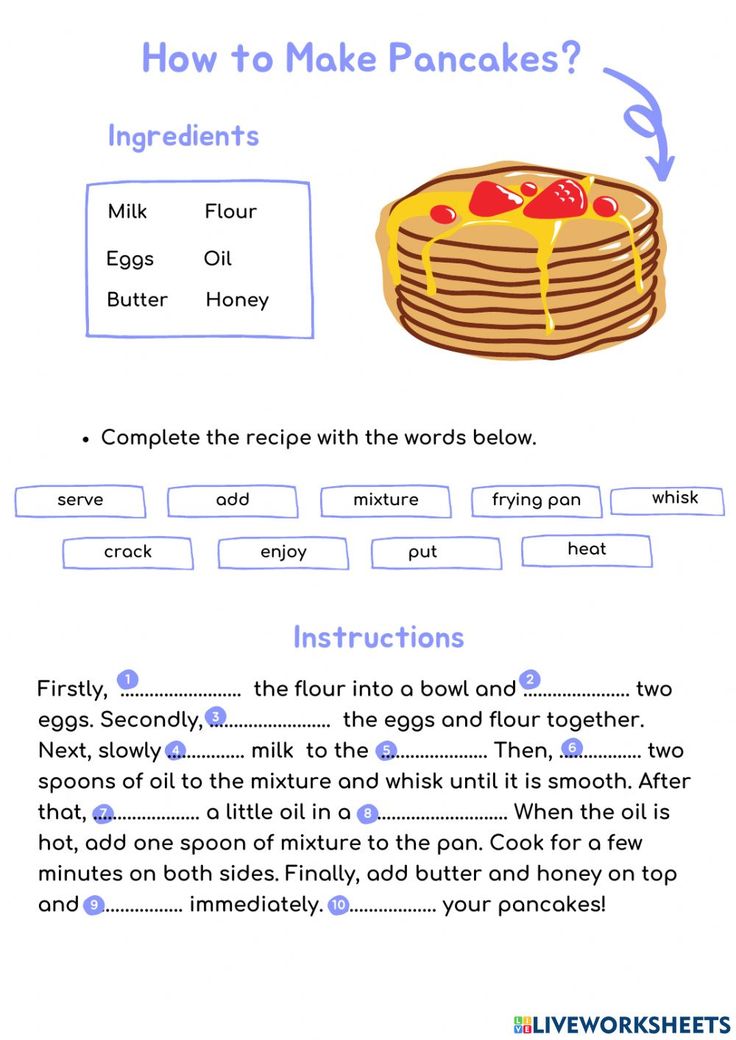 a recipe for pancakes with instructions to make it