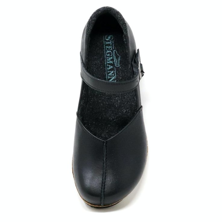 Women's 'Eva' Leather Mary-Jane - Black Leather Everyday Leather Sole Clogs, Leather Low Heel Mary Janes For Fall, Leather Mary Janes With Low Heel, Fall Mary Janes With Heel Strap In Medium Width, Fall Mary Janes With Heel Strap, Classic Leather Mary Janes For Everyday, Leather Mary Janes For Everyday Wear, Fall Style Mary Janes With Closed Toe, Classic Closed Toe Mary Janes For Everyday