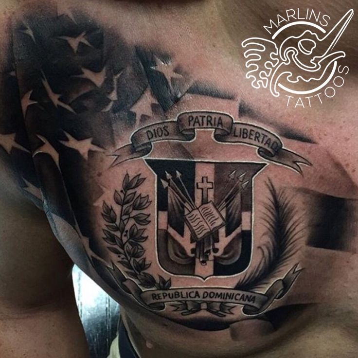 a man's chest with an american flag and the words, latina liberty on it