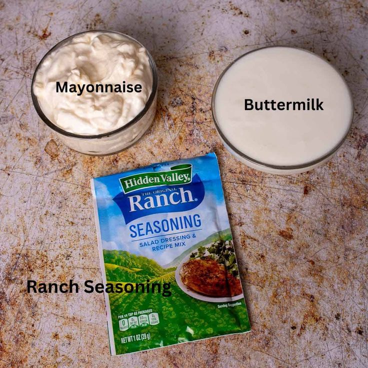 the ingredients for ranch seasoning and buttermilk