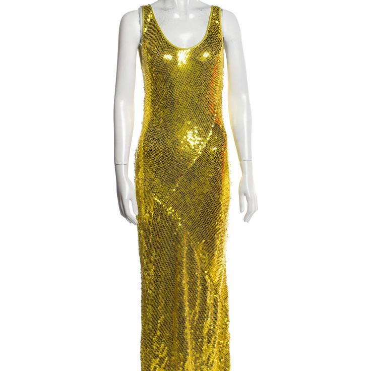 Never Been Worn New With Tags Size 6 Description Galvan Silk Evening Gown Gold Sequin Embellishments Sleeveless With Scoop Neck Designer Fit: Dresses By Galvan Typically Fit True To Size. Details Size Guide Bust: 27" Waist: 24.5" Hip: 26.5" Length: 54" Fabric: 100% Silk; Lining 100% Polyester Item # Glv22871 Gold Sleeveless Sequin Dress For Gala, Gold Sleeveless Sequined Evening Dress, Gold Sleeveless Evening Dress With Sequins, Gold Sleeveless Sequin Dress For Spring, Gold Sleeveless Sequin Summer Dress, Gold Sleeveless Sequin Dress For Summer, Gold Sleeveless Maxi Dress For Gala, Sleeveless Yellow Dress For Party Season, Yellow Sleeveless Dress For Party Season