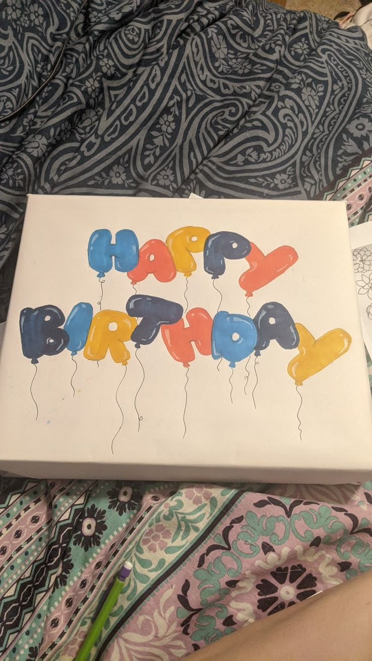 a birthday card with balloons and the word happy on it