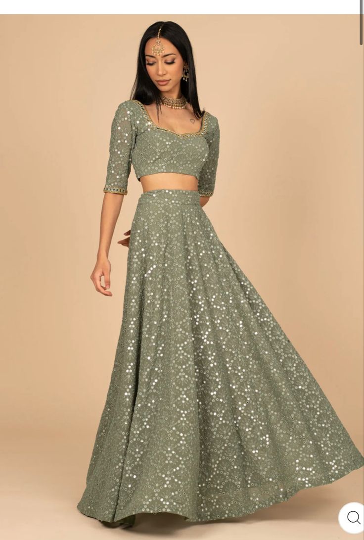 Simple Lehenga Classy, Simple Lehenga Designs, Faux Mirror, Indo Western Outfits For Women, Simple Frock Design, Simple Lehenga, Trendy Outfits Indian, Lehenga Designs Simple, Lehnga Dress