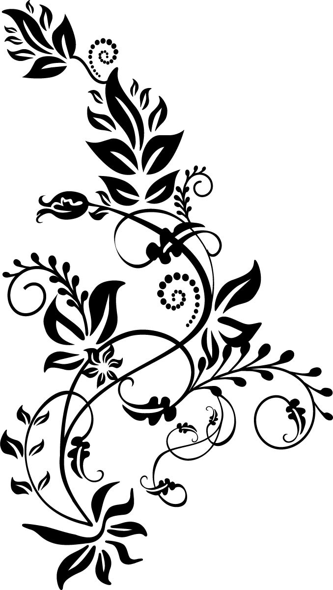 a black and white floral design on a white background