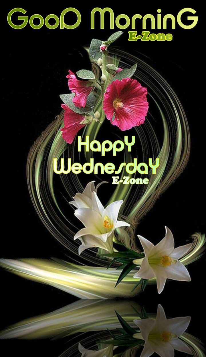 a greeting card with flowers and the words happy wednesday e - zzonene on it