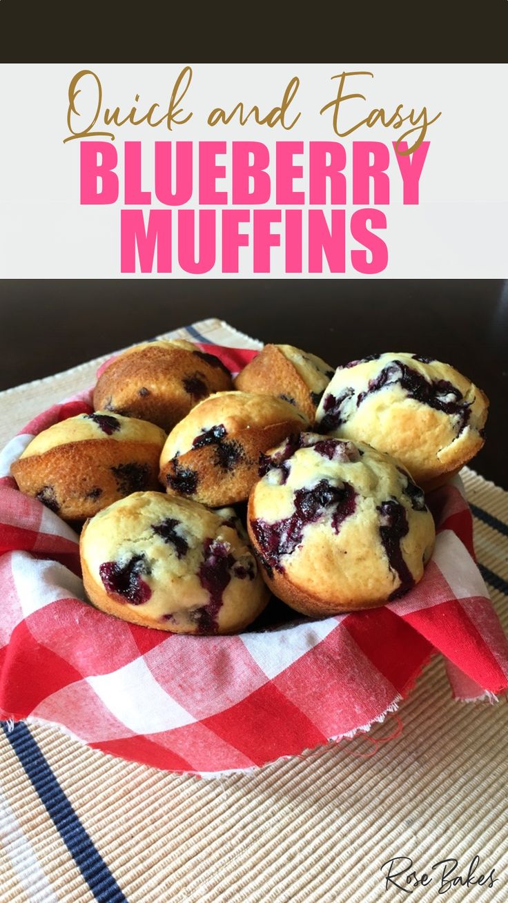 basket lined with a red and white checked cloth filled with homemade blueberry muffins Box Blueberry Muffins Better, One Bowl Blueberry Muffins, Simple Blueberry Muffin Recipe, Low Cal Blueberry Muffins, Homemade Blueberry Muffins Easy, Easy Blueberry Muffins Recipe, Blueberry Recipes Muffins, Quick Blueberry Muffins, Blueberry Muffin Recipes