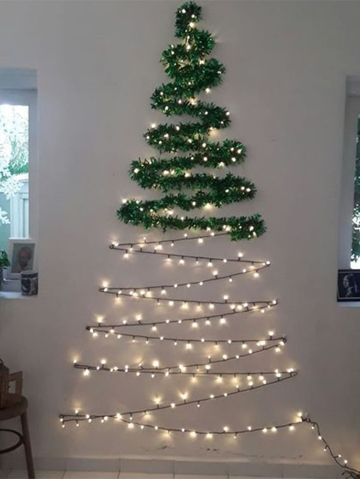 a christmas tree made out of string lights