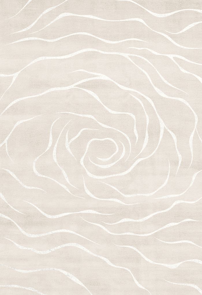 a white rug with wavy lines on it