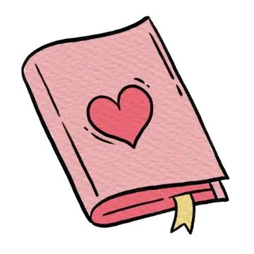 a pink book with a heart on it