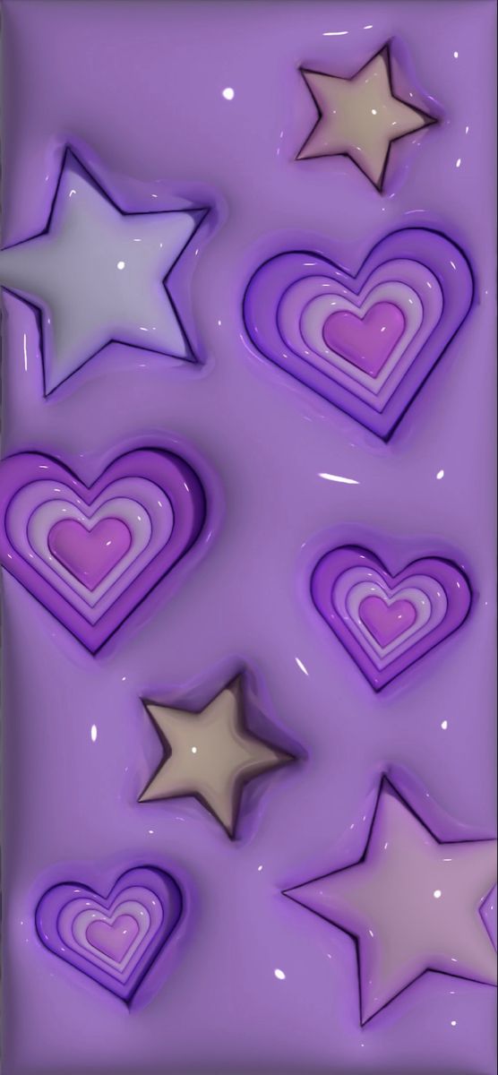 purple hearts and stars are in the shape of heart shapes