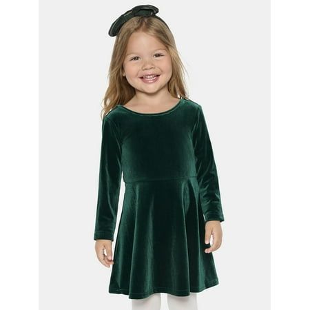 The Children's Place Toddler Girls Velour Long Sleeve Dress will become her wardrobe favorite this season. This soft and comfy tiered velour knit dress is functional making her ready for whatever comes her way! The velour dress comes in a beautiful red shade giving her effortless style for the holiday season or year-round. Showcasing a pullover style, knit crew neck, and designed in an above the knee length. The Children's Place Toddler Girls Velour Long Sleeve dress comes in sizes 2T-5T. Color: Girls Occasion Dresses, Girls Sweater Dress, Green Velvet Dress, Velour Dress, Everyday Dress, Fairy Dress, Everyday Dresses, Girls Long Sleeve, Babydoll Dress