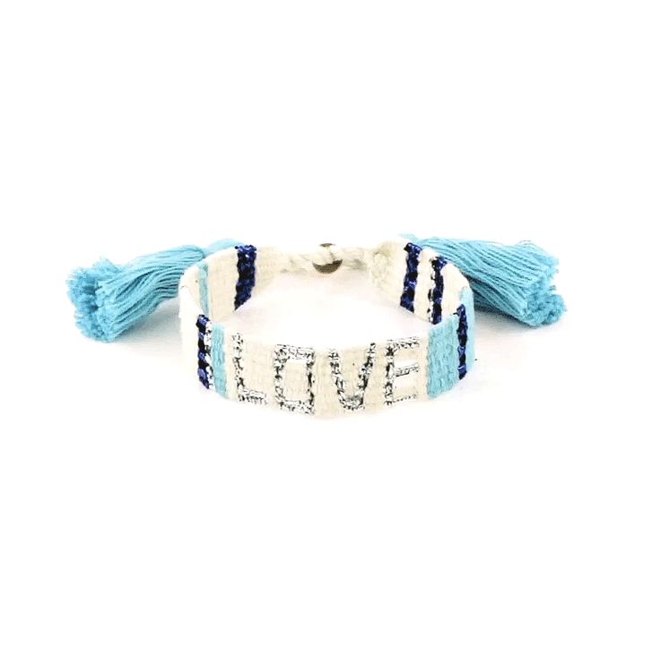 This Atitlan LOVE Bracelet comes in blue and white to renew our focus on the Throat Chakra, which centers around self-expression and communication. Are you feeling out of balance? This might be the gentle reminder you need on your wrist. It's also a unique gift idea for the ones you love. Our Atitlan LOVE bracelets hail from the colorful villages surrounding beautiful Lake Atitlán, Guatemala. Access to opportunities and support along the way have allowed the artisans to invest (on average) 90% o To Love And Be Loved, Pride Bracelet, The Throat Chakra, White Love, Love And Pride, Love Bracelet, Throat Chakra, Love Signs, Beautiful Lakes