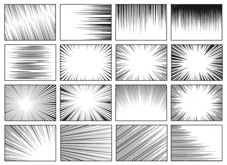 a set of nine different lines that are drawn in black and white, each with an interesting