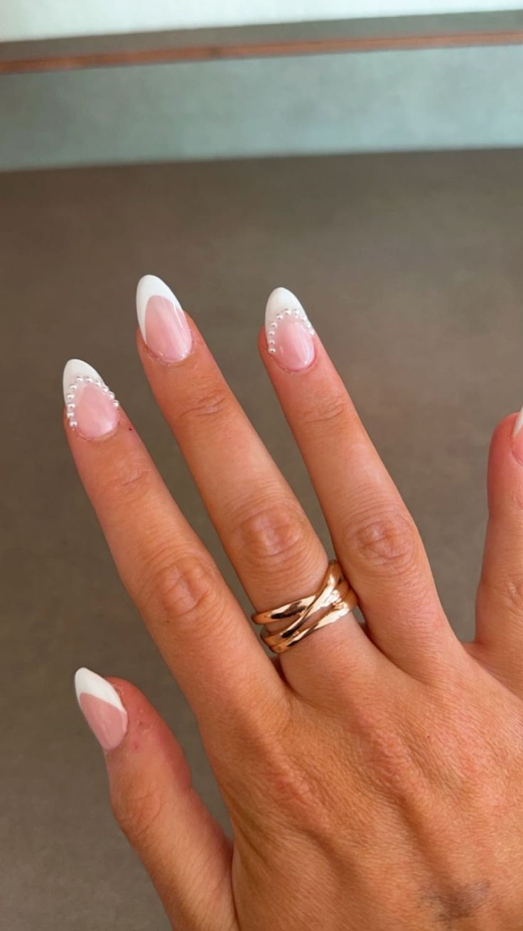 French Tip Hoco Nails, Basic Nails That Go With Everything, Hoco French Tips, White Nails Fancy, Nails To Go With White Hoco Dress, White Nails Hoco, Simple Nails For Hoco, Nails Inspiration White Art Designs, Plain Hoco Nails