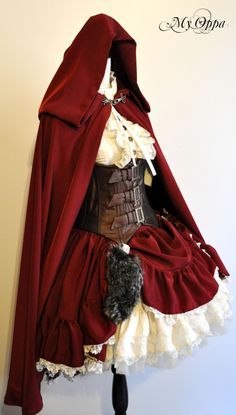 Red Riding Hood Costume Diy, Little Red Riding Hood Halloween, Steampunk Couture, Red Riding Hood Costume, Steampunk Dress, Fest Outfits, Diy Kostüm, Red Cape, Old Fashion Dresses