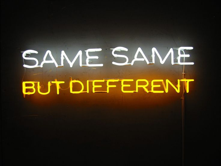 a neon sign that says same same but different