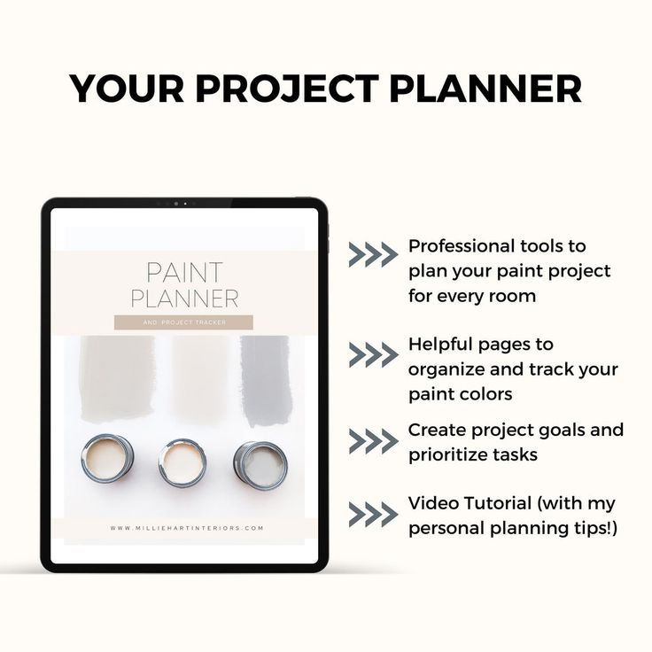 a tablet with the text your project planner on it and three rings in front of it